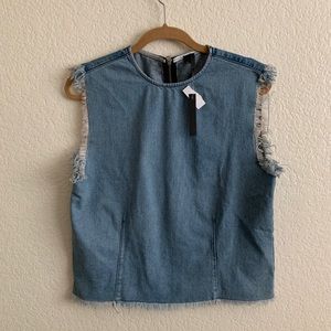TOPSHOP boutique denim distressed top NWT
